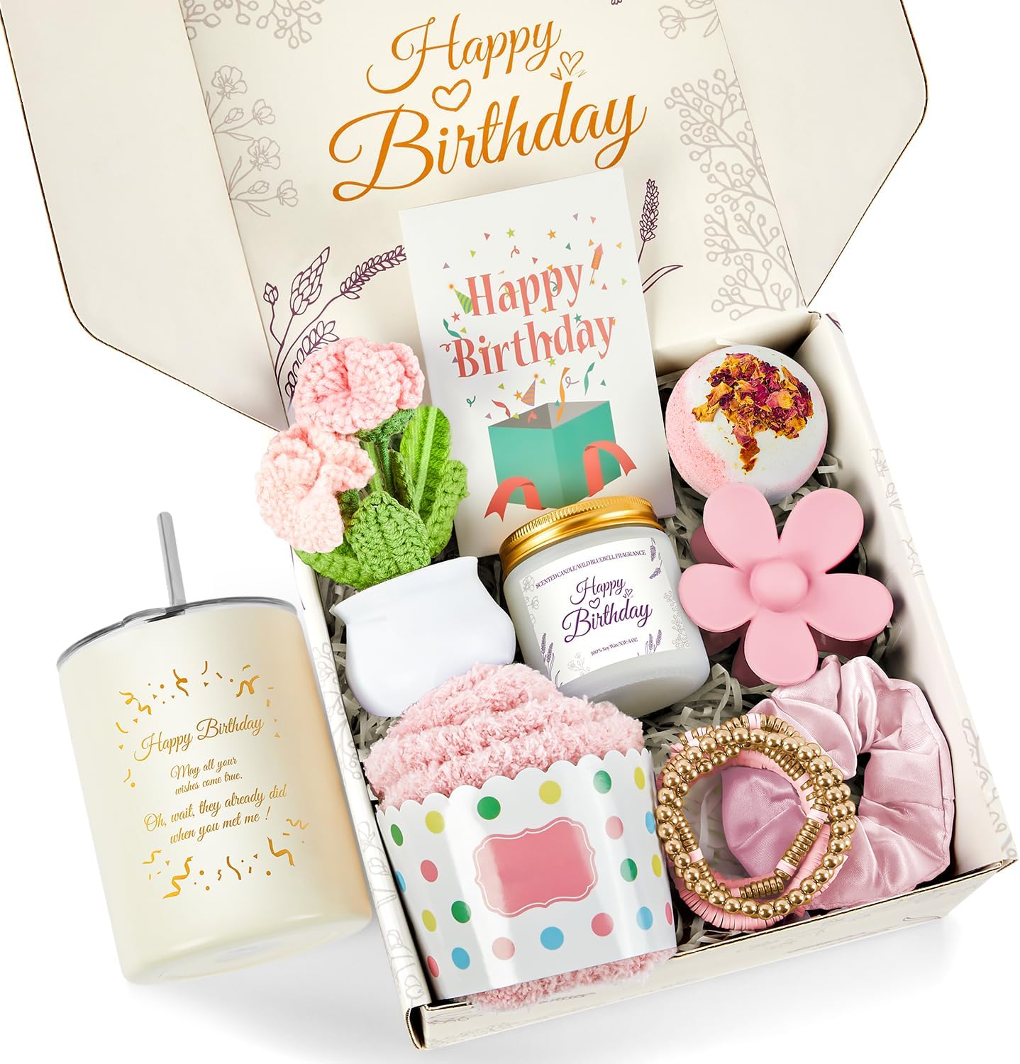 EVERMOW Pink Birthday Gifts for Women, 10Pcs Gifts for Women, Teachers, Coworker, Sisters and Friends