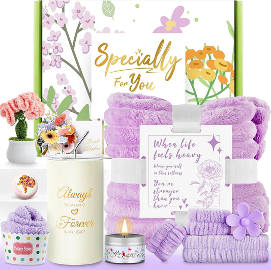 EVERMOW  Purple Mothers Day Gifts , Relaxing Spa Gift Baskets, Thinking of You Gifts for Mom, Wife, Sister, Best Friend