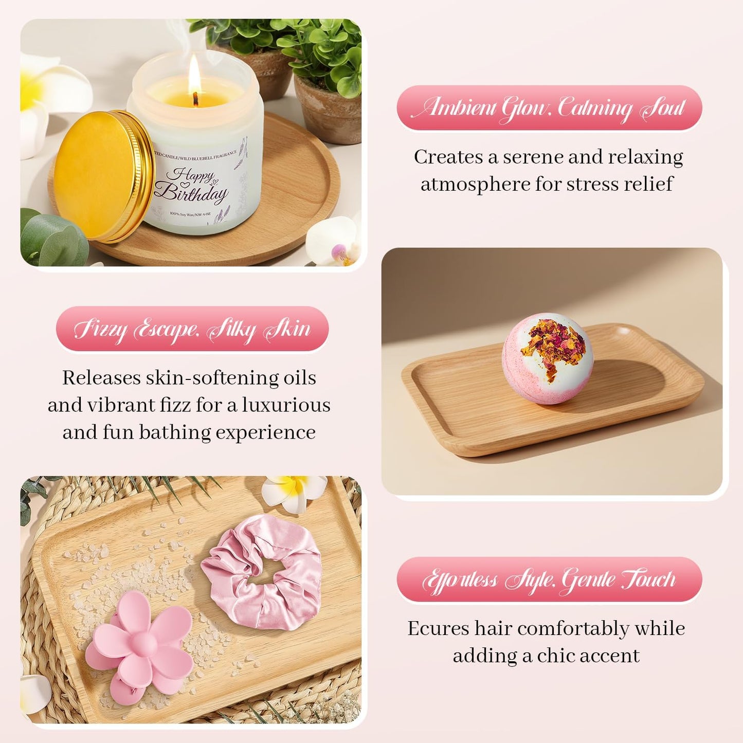 EVERMOW Pink Birthday Gifts for Women, 10Pcs Gifts for Women, Teachers, Coworker, Sisters and Friends
