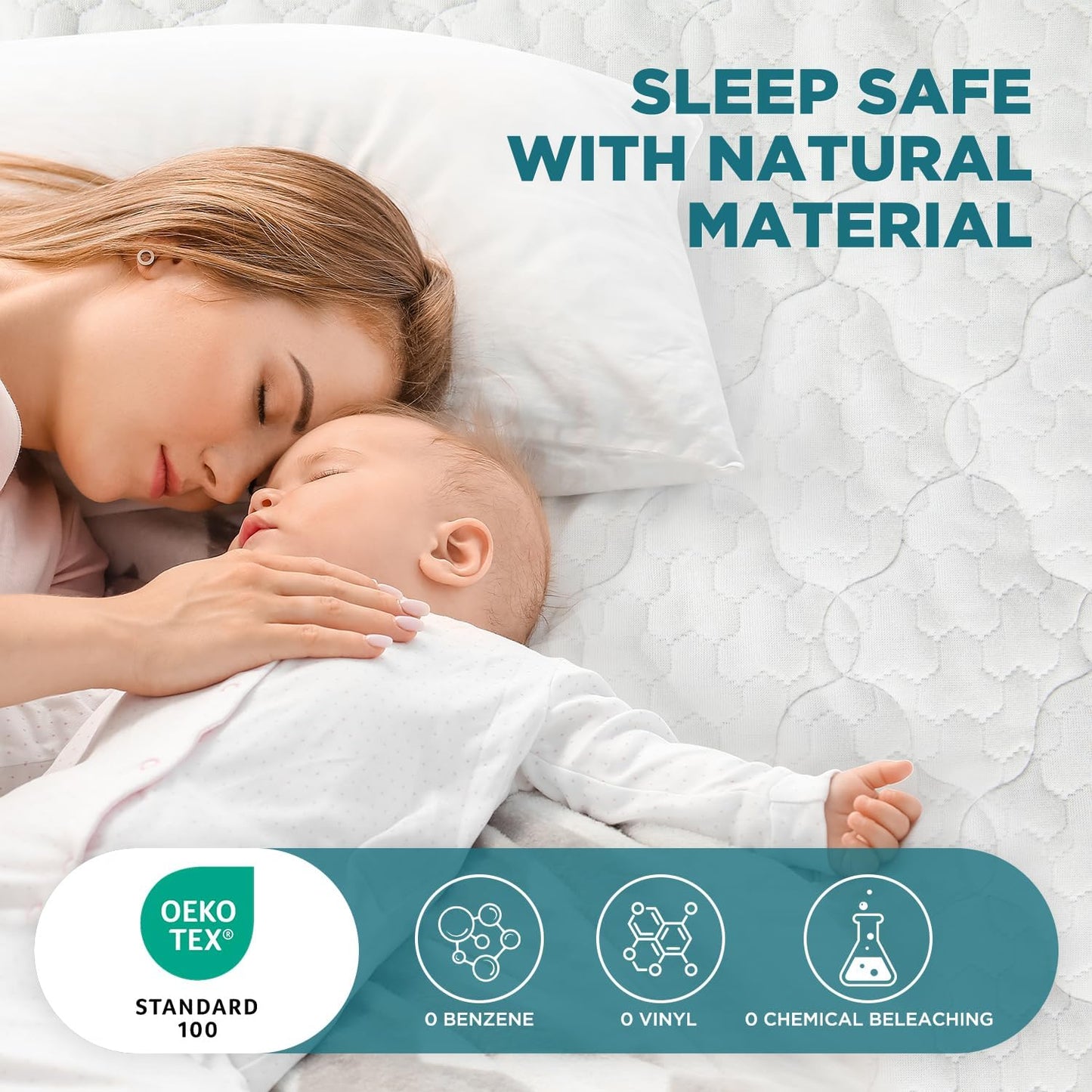 EVERMOW 5-Sided Waterproof Mattress Protector, Breathable Cooling Noiseless Bed Fitted Sheets, Soft Bedding Pad with Deep Pocket Up to 18"